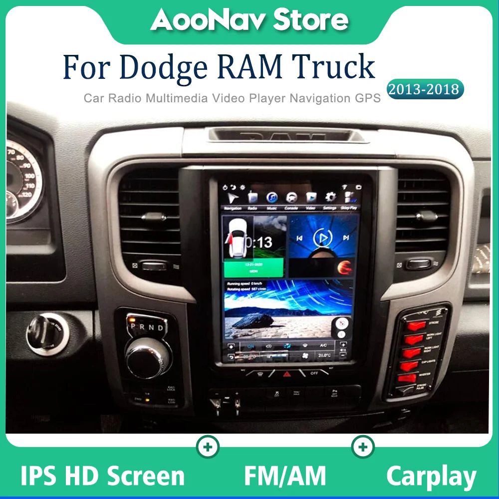 Radio con GPS para coche, reproductor de vídeo con pantalla táctil, unidad principal, receptor estéreo, para Dodge RAM 1500, 2013, 2014, 2015-2018