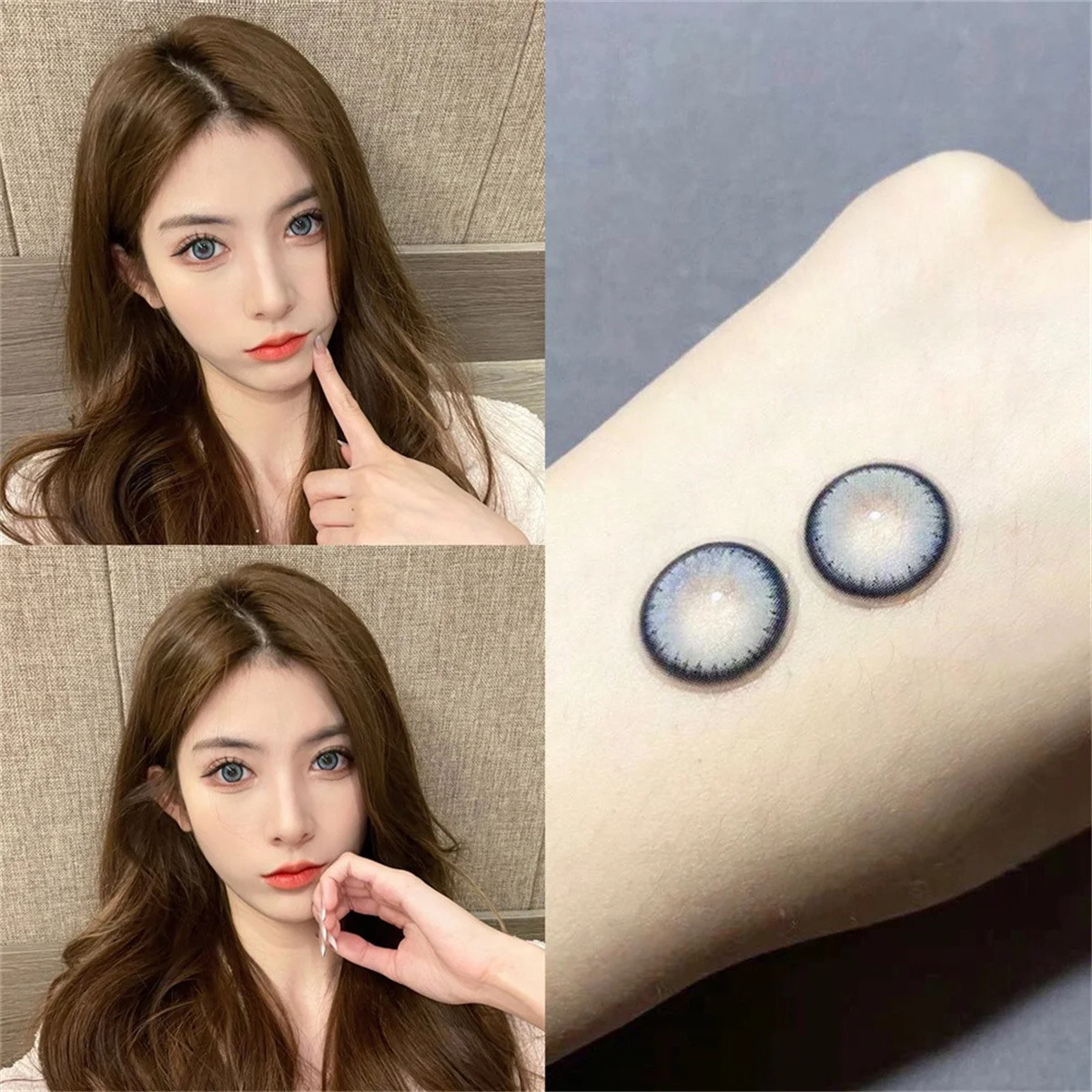 Серебристые пляжные синие цветные контактные линзы для глаз натуральные