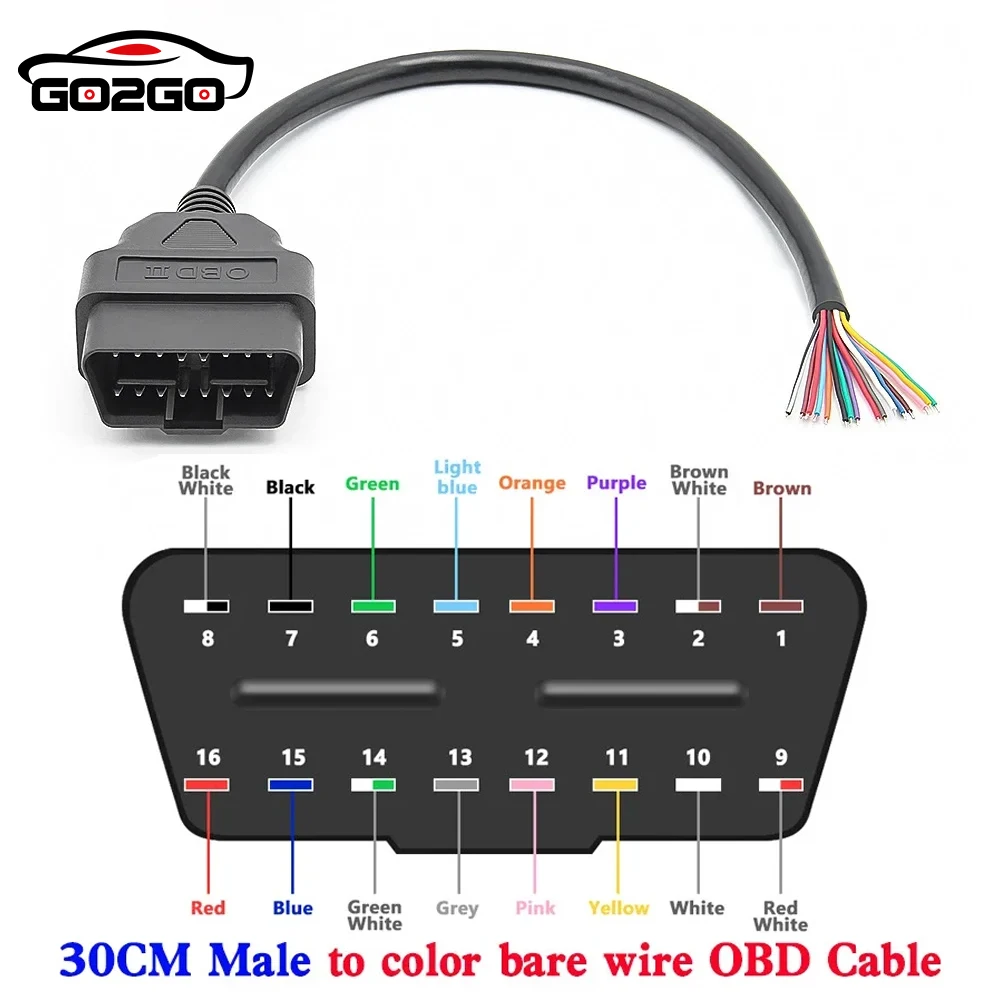 30/60/100 см 16-контактный разъем мама-папа DIY OBD 2 OBD2 автоматический удлинительный