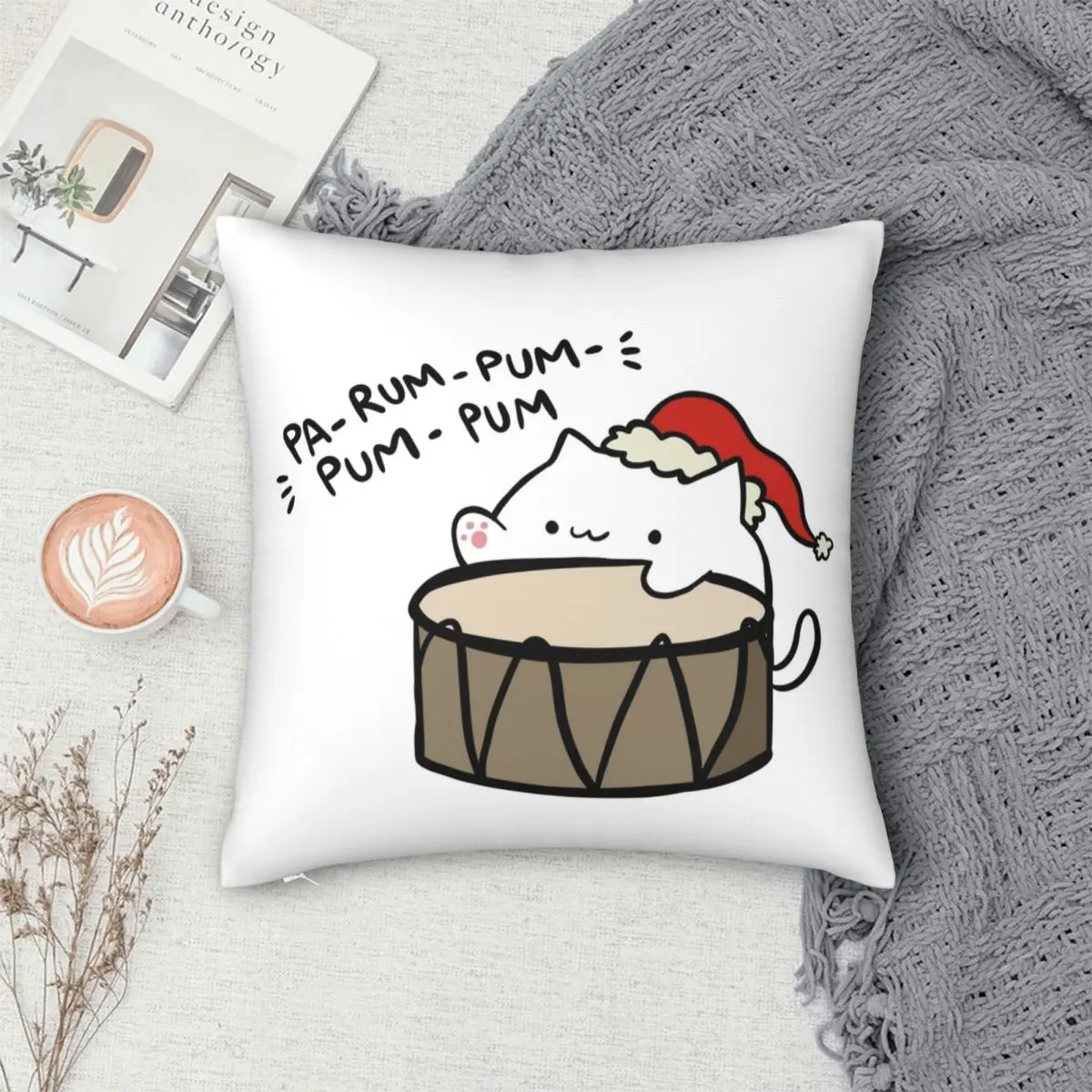 Чехол Pa-rum-pum из полиэстера и льна с бархатным узором на молнии декоративный