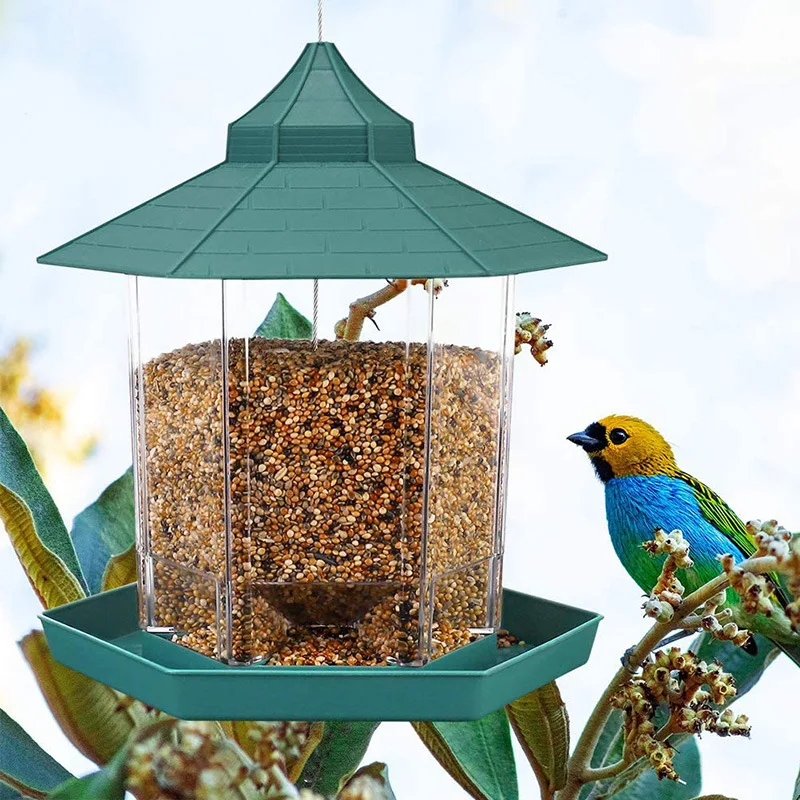Outdoor Container With Hang Rope Feeding House Type Bird Feeder Aves Decor