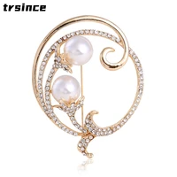 the new korean version of the pearl brooch rhinestone alloy corsage female pin clothing floral accessories