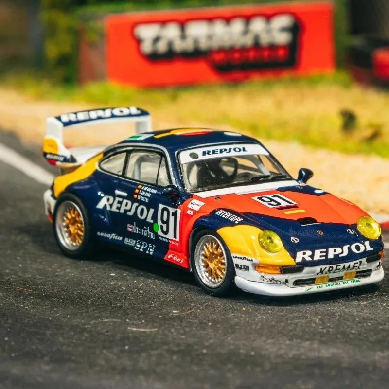 Фото TARMAC WORKS 1/64 911 GT2 24h Le Mans 1995 #   Коллекционная модель автомобиля из сплава 91, литая под давлением, металлическая, для мальчиков, рождественский подарок №2