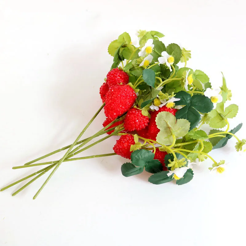 Искусственные фрукты клубника цветок ветка украшение для дома имитация растения