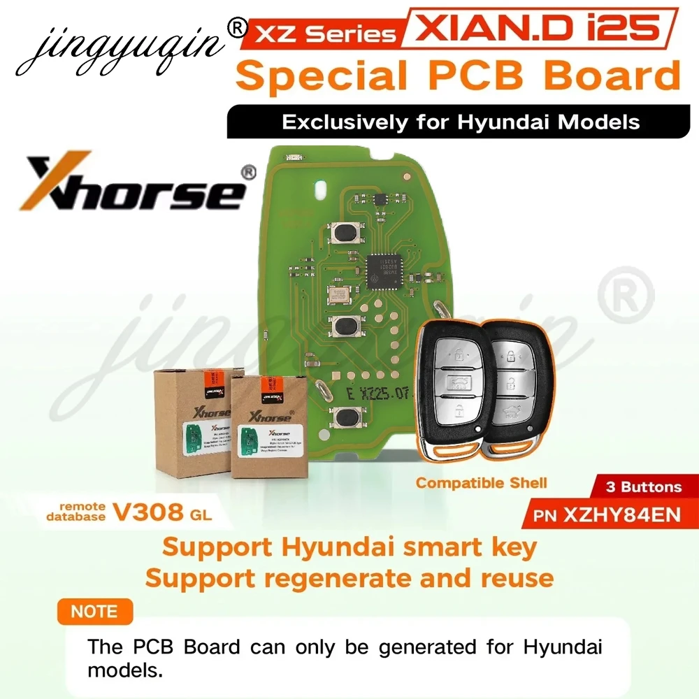 

Xhorse XZHY84EN, Серия XZ, Специальная Печатная Плата I25 Для Hyundai Ioniq, I10, Tucson, Sonata, Elantra — 3-кнопочный Брелок