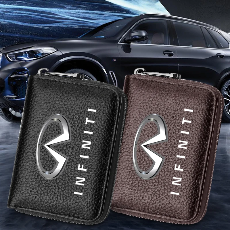 

Genuine Leather Wallet Driver License Business Card Holder Car Logo For Infiniti Q50 FX35 Q30 G37 Q70 QX70 G35 Q60 QX50 QX60