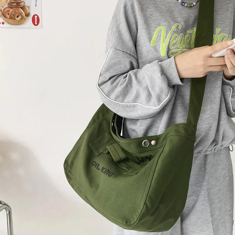 

2023 стильная холщовая сумка-хобо Y2k большого размера для женщин, Наплечная Сумка, Студенческая тканевая школьная сумка для книг, ноутбука, сумка на ночь