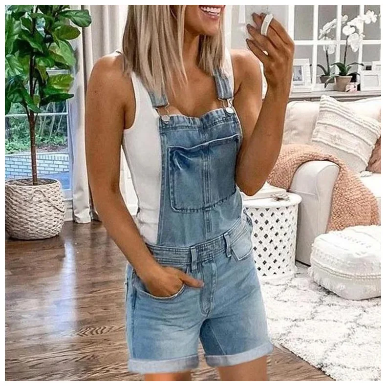 

For Women Sexy Washed Denim Shorts Pant Women Summer Cowgirl Overalls Short Jeans Pants Fashion New Style 2022