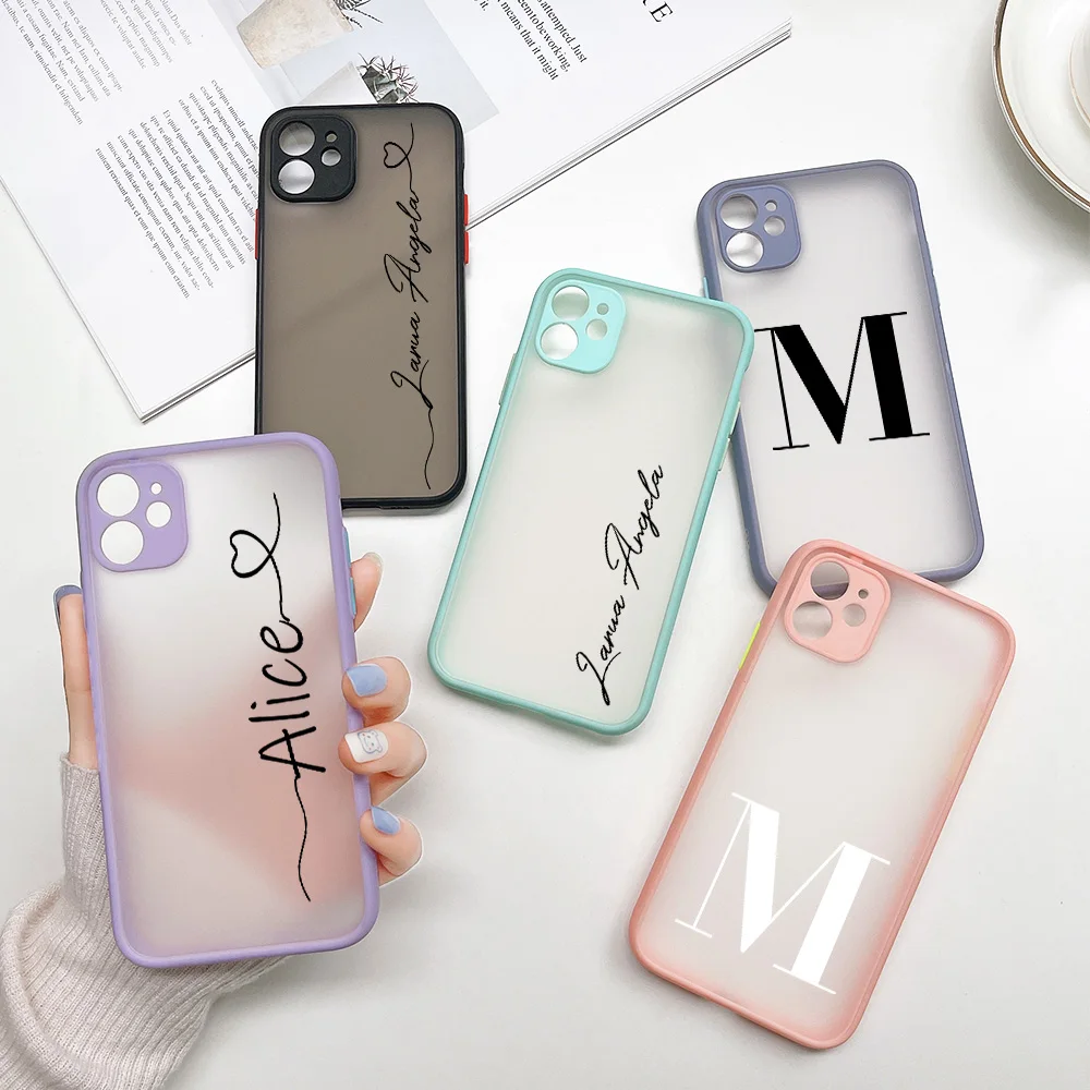 

Custom Name Initial letter DIY Phone Case For iphone 11 Case For iphone 12 13 Pro XS Max 7 8 6s 6 Plus X XR SE 12 13 Mini Cover