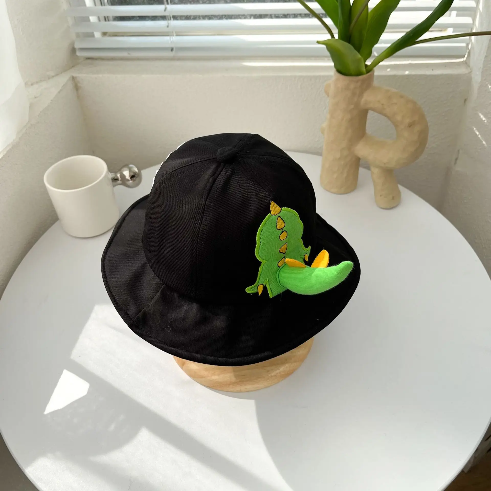 5-24 Month Baby Hat Cute Cartoon Dinosaur Tail Bucket Hat for Toddler Boy Girl Kawaii Soft Cotton Windproof Tie Fishmen Hat images - 6