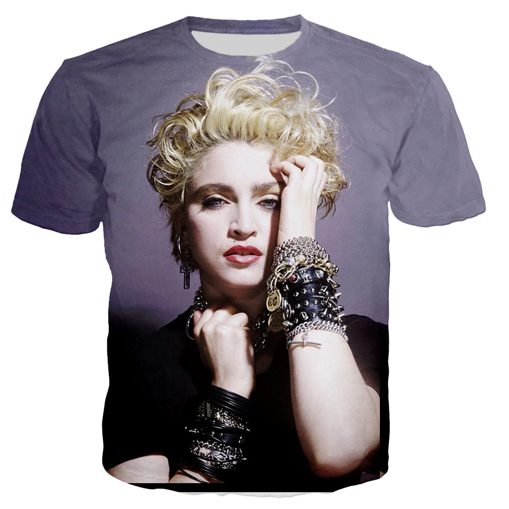 

Fashion singer Madonna pattern printed shirt Harajuku street wear short sleeve fashion casual sexy oversize T-shirt