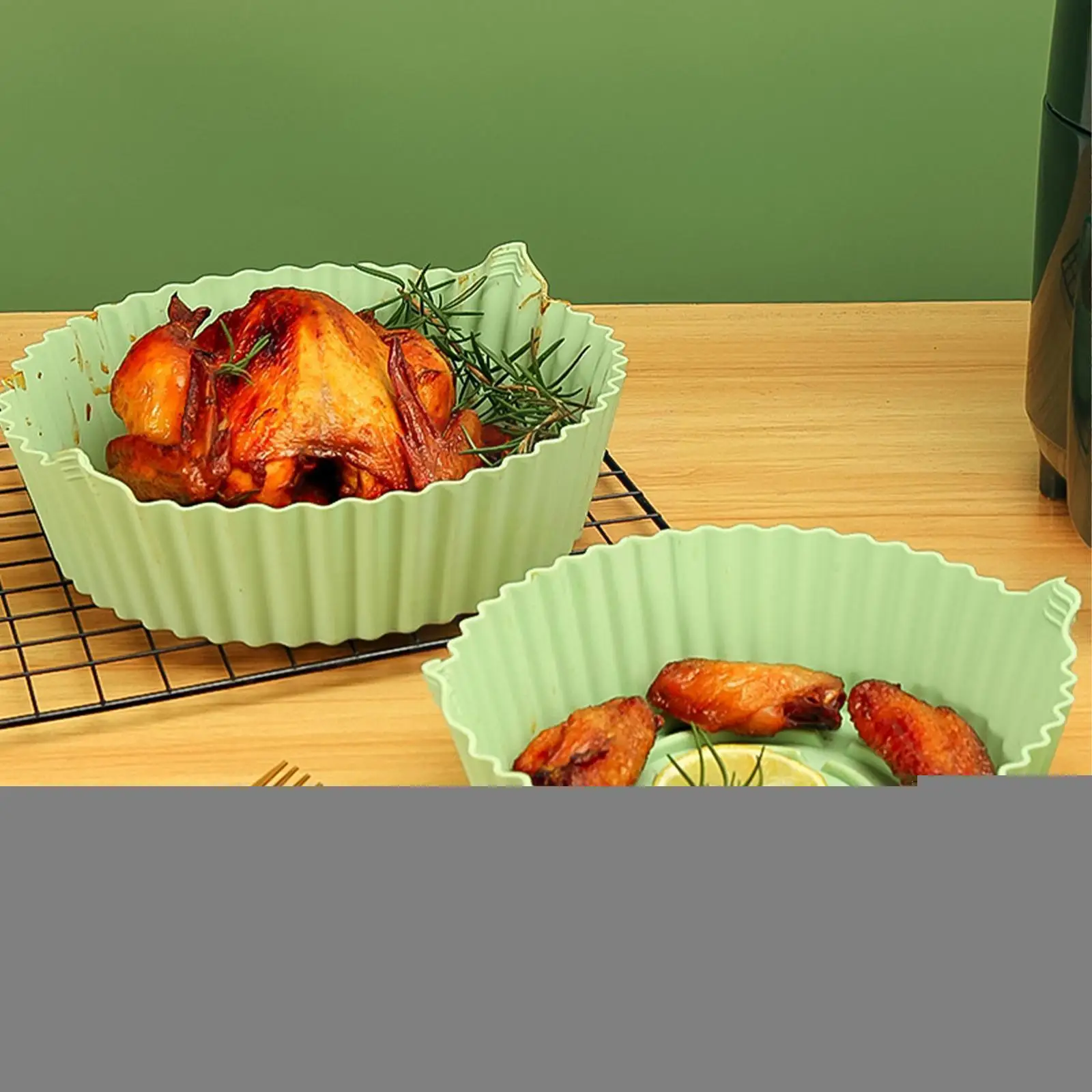 

19/22cm Air Fryers Oven Baking Tray Fried Pizza Chicken Air Replacement Pot Mat Grill Tray Round Silicone Accessories Pan F M5E9