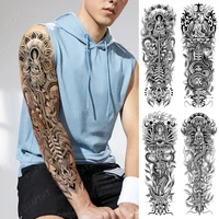 lotus buddha bodhisattva dragon snake scorpion totem waterproof temporary tattoo sticker for women men arm body art fake tattoos