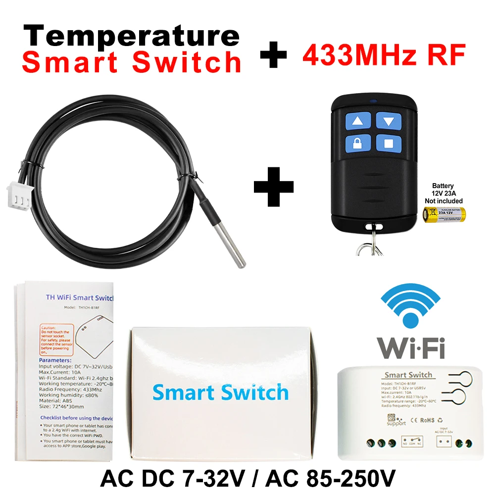 Умное реле температуры переменного тока 12 В 24 220 EWELINK с использованием Wi-Fi и