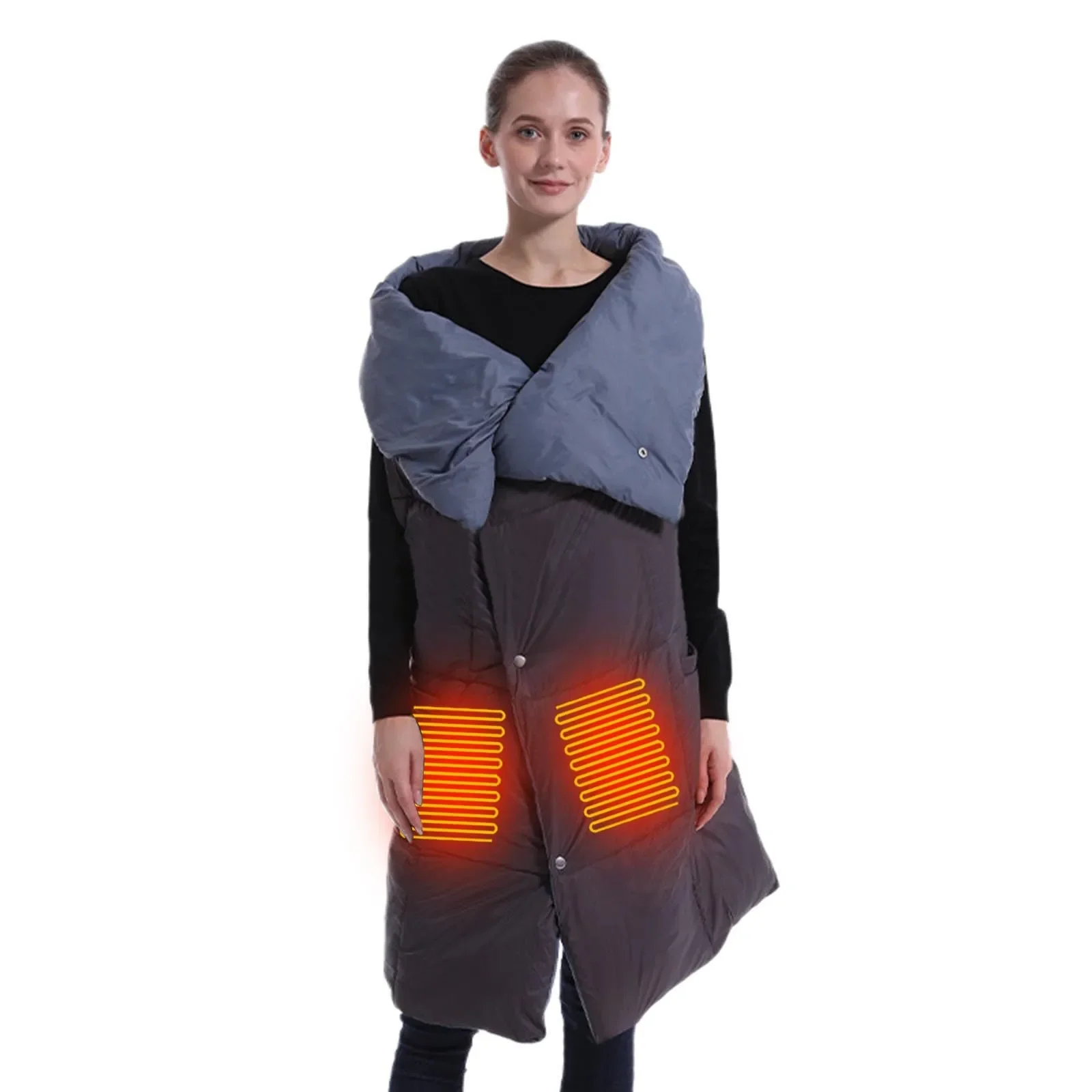 

Одеяло с подогревом, мягкое теплое одеяло для жилета, накидка, 3 режима подогрева, пуховая зимняя куртка для женщин