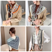 21 new imitation silk scarves womens fashion all match large square scarf turban wrinkled elastic plaid shawl scarf