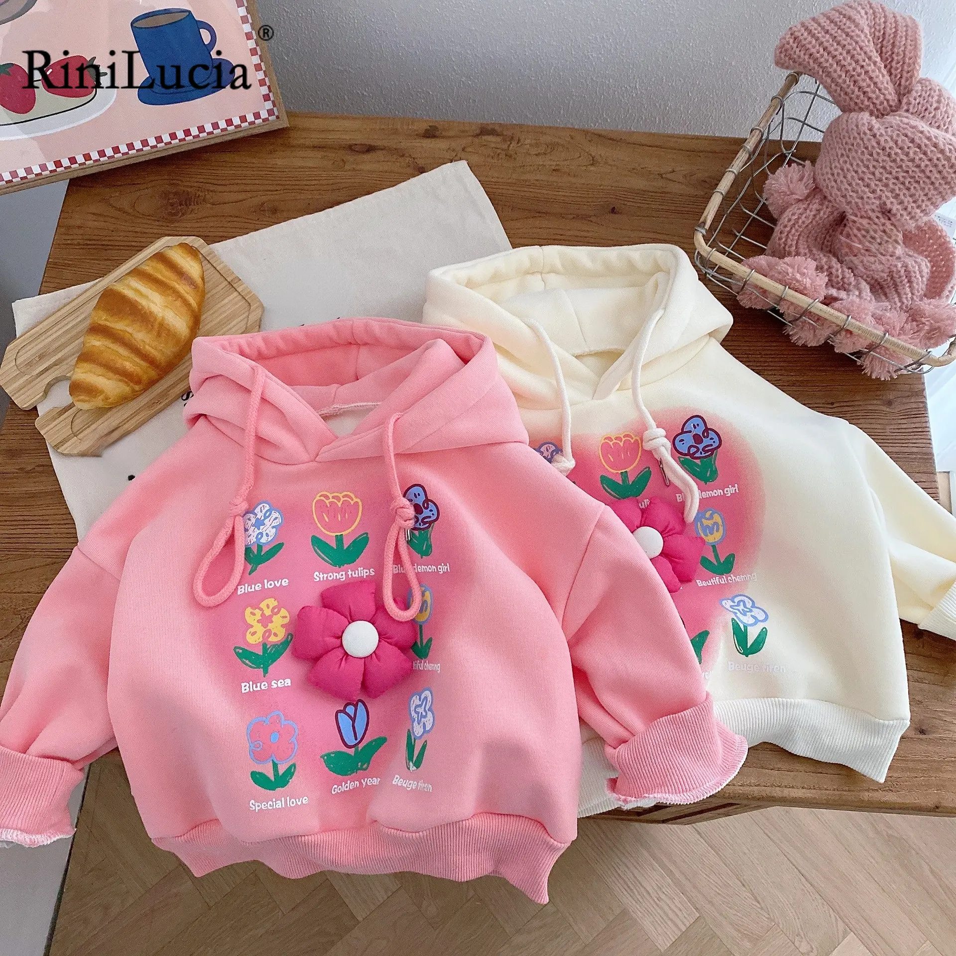 

RiniLucia Infant Baby Girls Clothes Children Kids Clothing Hooded Shirt Floral Cotton Coat Warm Long Sleeve Jacket For Girls