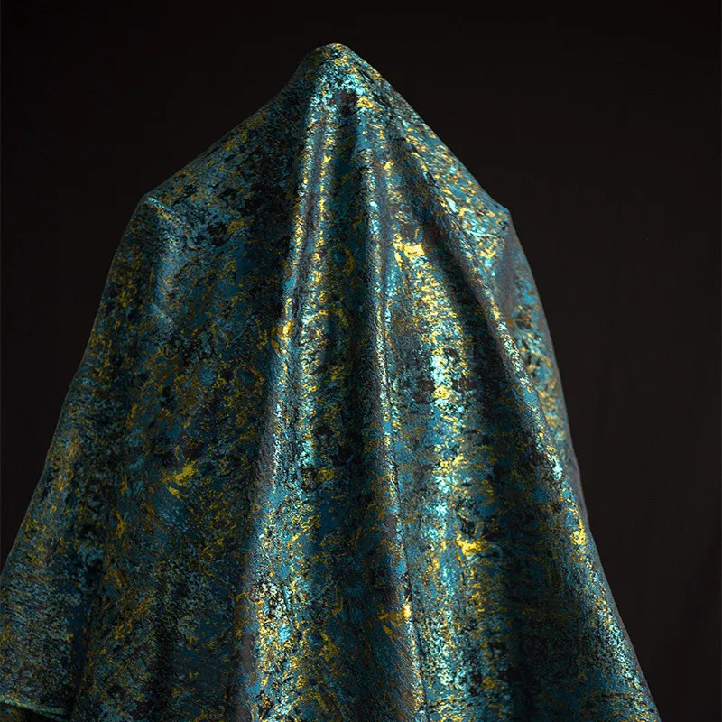 Жаккардовый жаккардовый жакет в китайском стиле Ципао синего и зеленого цвета с