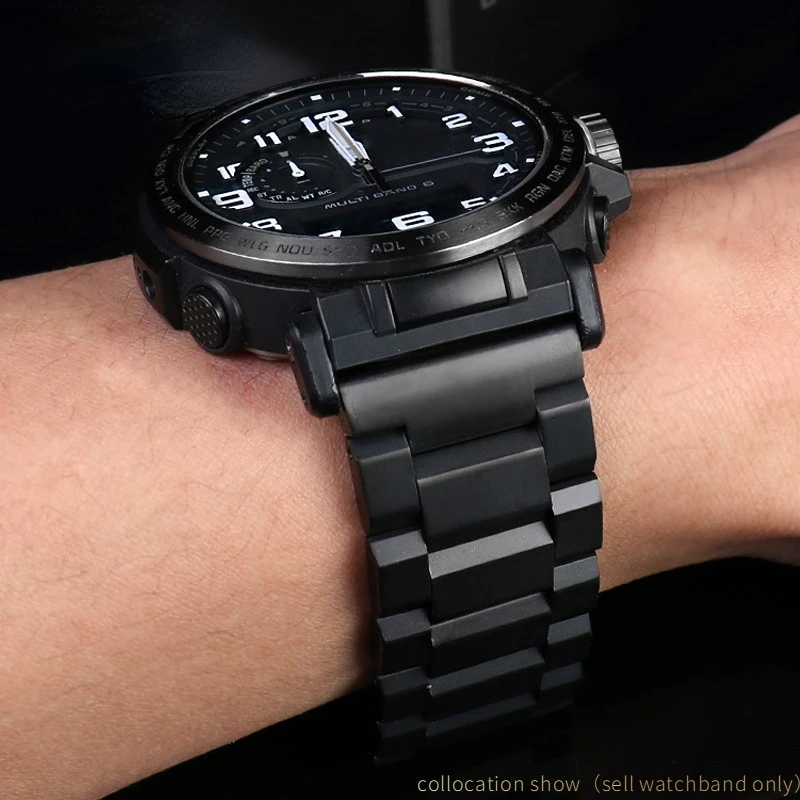 

Ремешок из нержавеющей стали для Casio G-SHOCK/PRG-600YB/PRG-650 GA2000, мужской черный металлический твердый браслет для наручных часов
