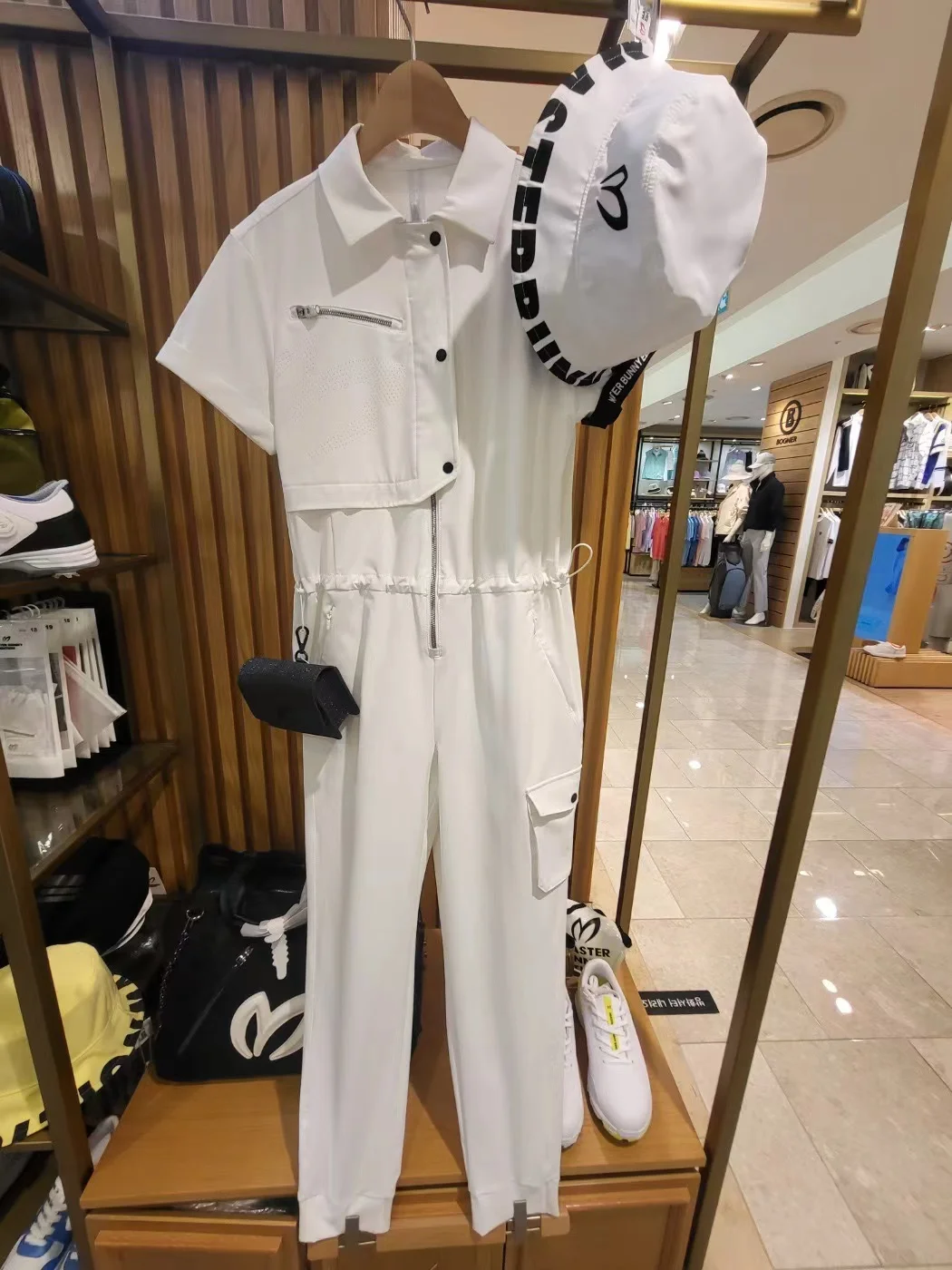 23 New spring summer golf one piece for women long sleeves zippered long pants adjustable waist fashion golf wear golf apparel