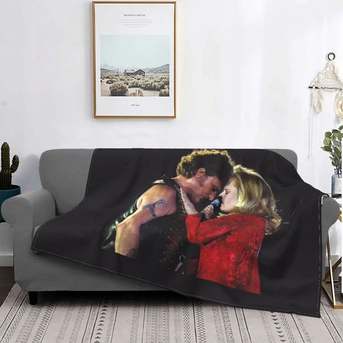 

Johnny Hallyday And Sylvie Plush Blankets Rock Music French Singer Customized Throw Blanket for Bed Sofa Couch