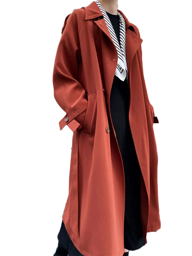 Trench Coat Women 2022 Spring New Fashion Loose Long Sleeve Knee-length Windbreaker Female Clothing With Belt Temperament Slim