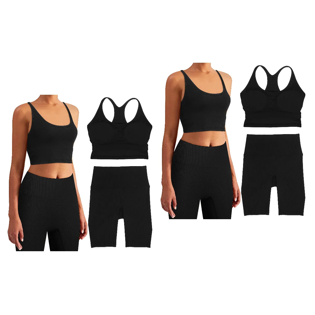 

Комплект женской спортивной одежды из 2 предметов, бесшовные Майки и шорты с высокой талией для фитнеса, одежда для тренажерного зала