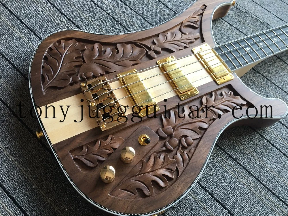 

Rickenbastard 4004 LK Lemmy Kilmister Limited Edition Brown Walnut Wing Handwork Electric Bass Guitar One PC Maple Neck ThruBody