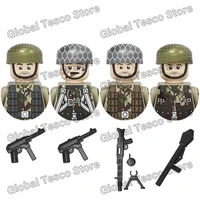 ww2 mini soldiers figures building blocks toys military model paratrooper diy weapons guns accessories bricks children toy gifts