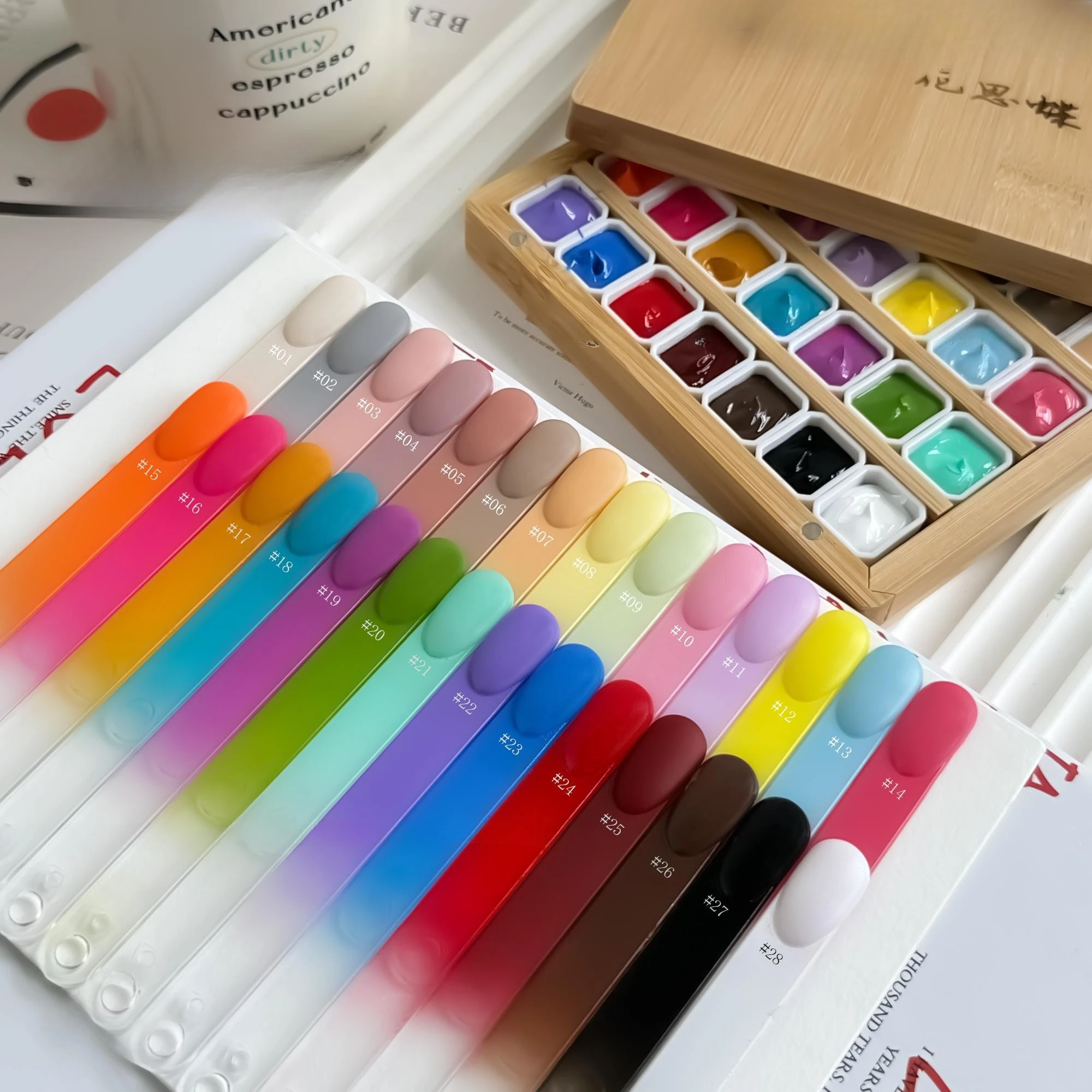 Фото Набор гель-лаков для ногтей Pat Painting Gel, 28 цветов/упаковка, для создания эффекта «цветения», УФ/LED, снимаемый, градиентный, для дизайна ногтей №2