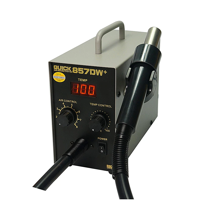 

LY QUICK 857DW+ Soldering Station Adjustable Hot Air Gun Station with Heater Helical Wind Air Gun SMD Hot Iron Welding Repair