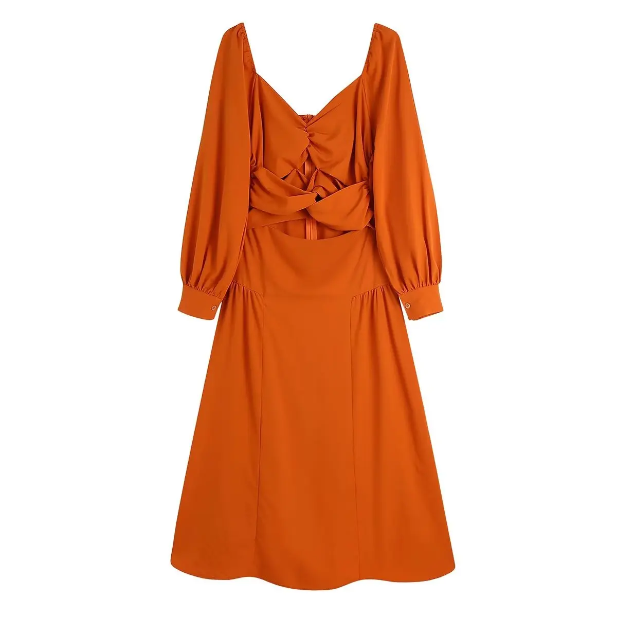 

SuperAen Europe and The United States Women's New 2022 Orange Sexy Hollow Design Fashion Long Dress