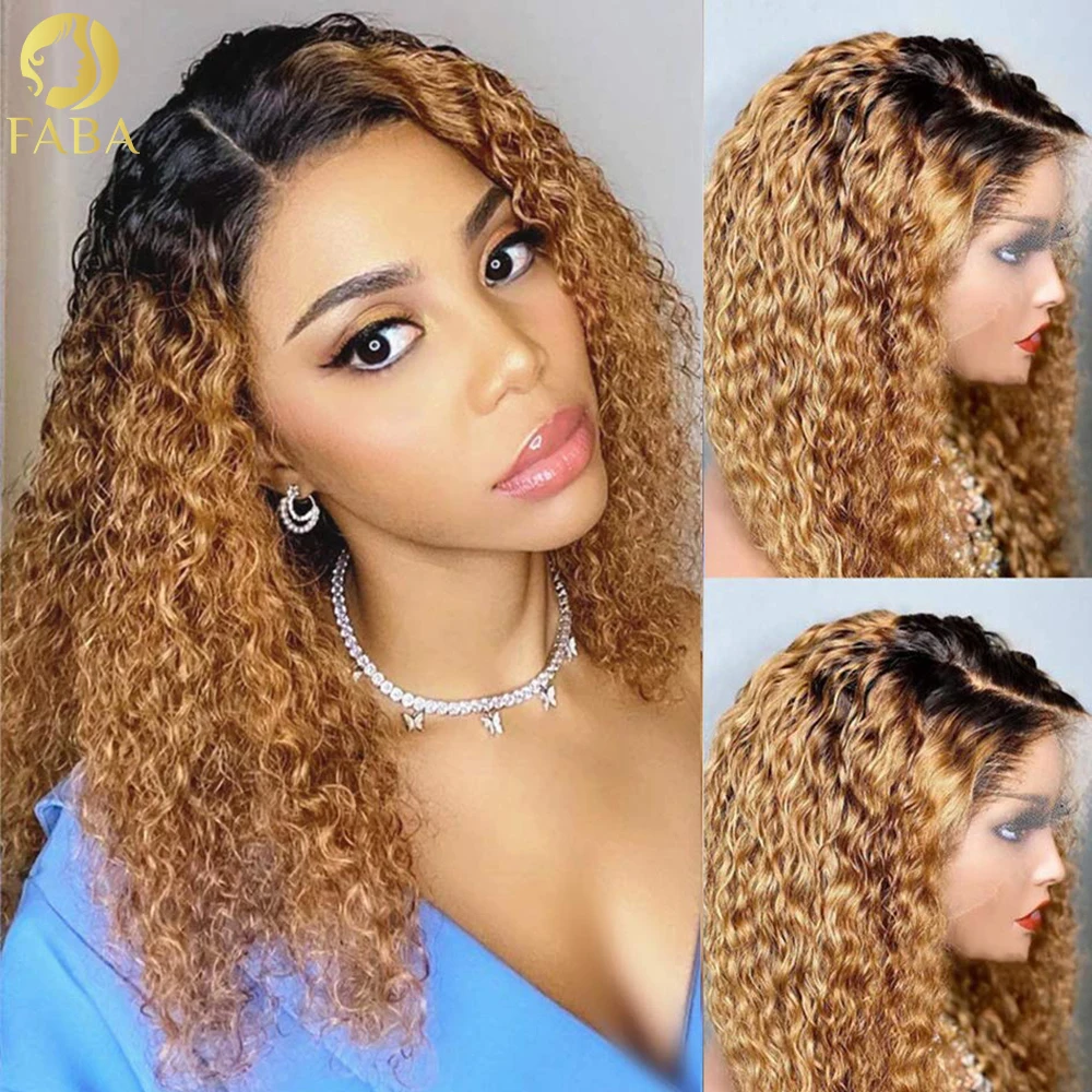 

4-27 Secondary color 13x4 Curly Lace Front Human Hair Wig 12-28 Inch Brazilian Sheer Lace Front Wig for Black Women 180% Density