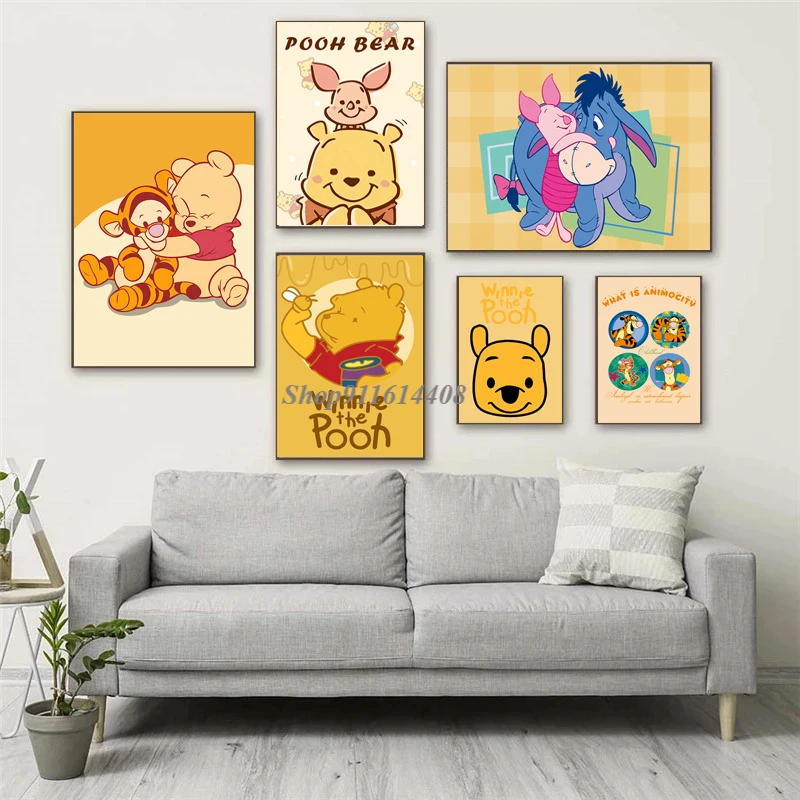 

Cartoon Winnie The Pooh Disney Wall Art anime Picture Canvas Painting Poster Room Print on The Wall Kids Bedroom Home Decoration