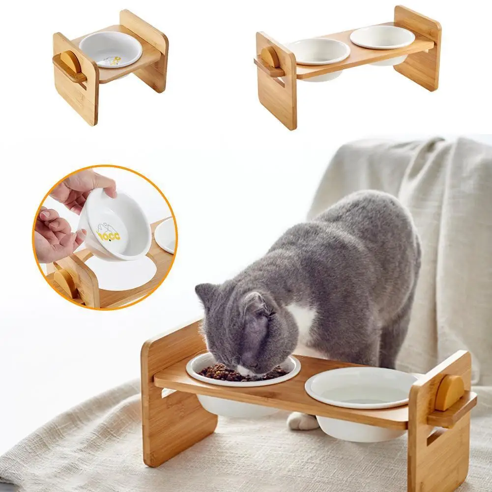 

250 мл Двойная чаша, защитная чаша для шейного отдела позвоночника, чаша для напитков, регулируемая чаша, керамическая бамбуковая чаша для собак, чаша для воды Pe M6c8