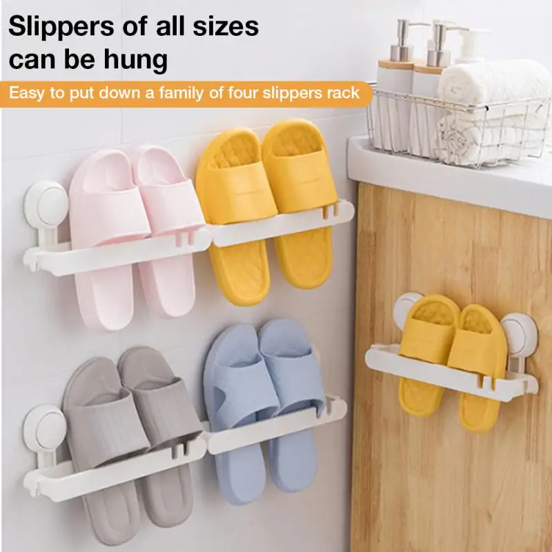 

Wall-mounted Slipper Storage Rack Bathroom Storage Racks Simple And Easy Home Space Saving Shoes Hanger 1 Set Slipper Organizers