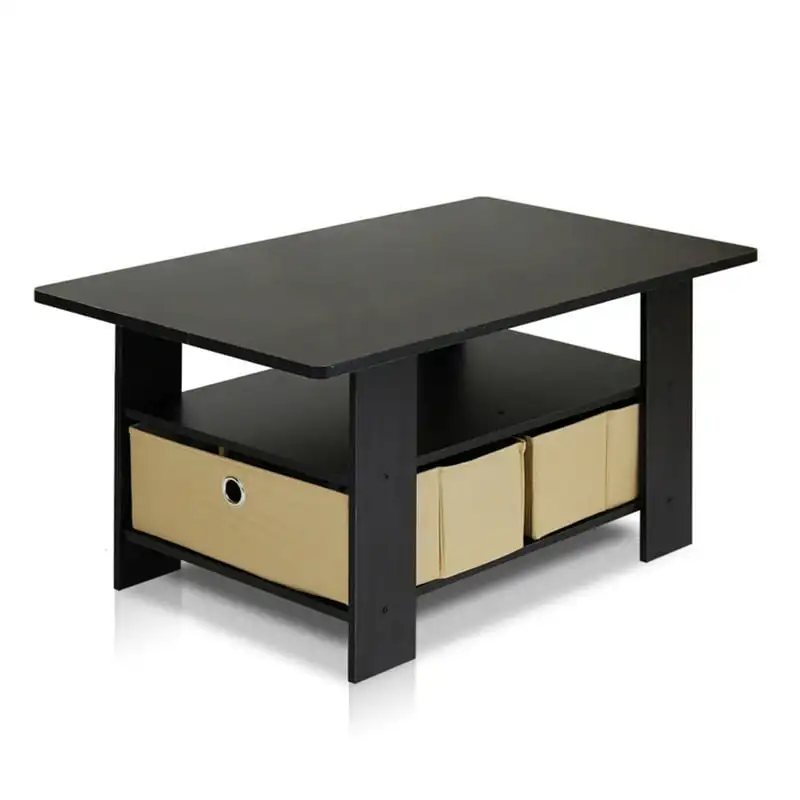 

Coffee Table with Bin Drawer, Black/Beige