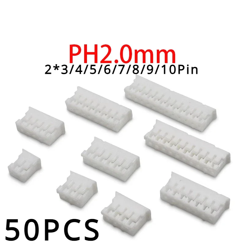 50 шт./лот PHD 2 0 мм двойной разъем пластиковый корпус 2x3P 4P 5P 6P 7P 8P 10P обжимные клеммы
