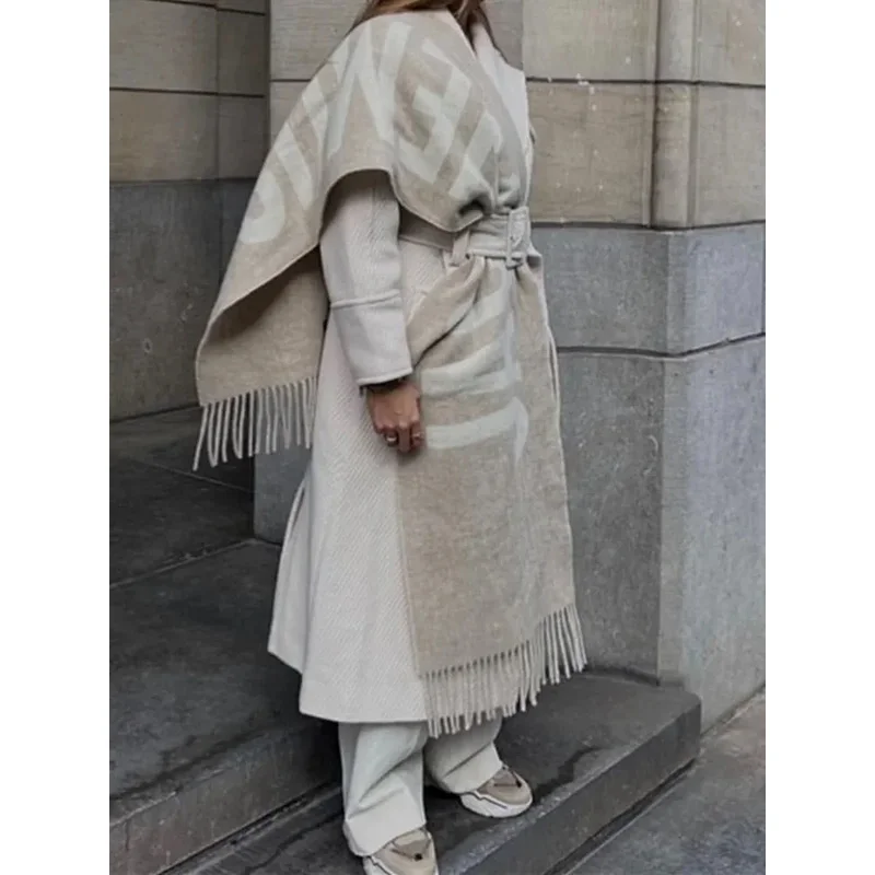 Шарф унисекс с надписью жаккардовая шерстяная теплая Модная шаль бахромой