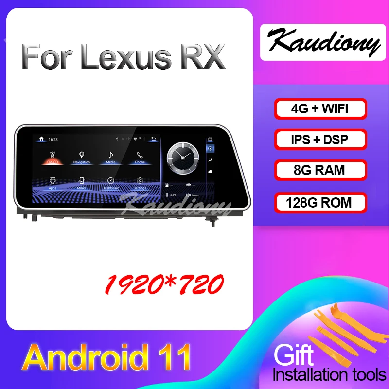 Kaudiony 12.3" Car Radio For Lexus RX RX200 RX350 RX450 Android 11 Auto GPS Navigation Car DVD Player DSP 4G Stereo 2016-2020