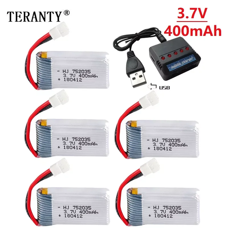 

3.7V 400mAh 35C Lipo Battery and Battery charger for X4 H107 H31 KY101 E33C E33 U816A V252 H6C RC Quadcopter Drone Spare Part