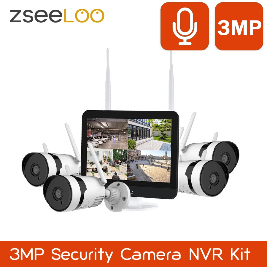 

Комплект камер видеонаблюдения 3 Мп, сетевой видеорегистратор, 13 фото, внешняя система NVR с Wi-Fi, аудио, CCTV