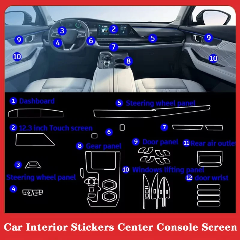 Для Changan UNIK UNI K ТПУ прозрачная пленка для защиты салона автомобиля наклейки