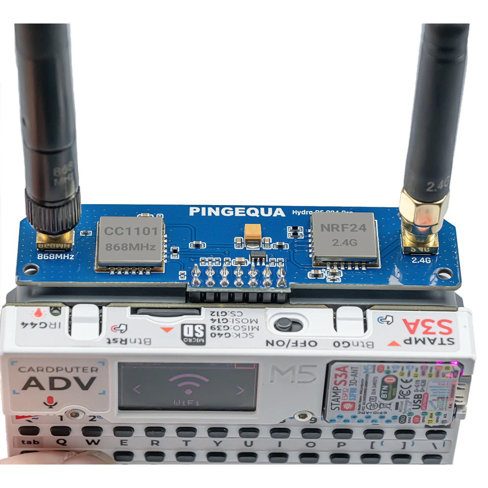 Фото Плата M5Stack Cardputer ADV RF – 868 МГц CC1101 и 2.4G NRF24 с автоматическим переключением |   Оптимизированная антенна |   Фirmware Bruce - Hydra RF 824 Pro №5