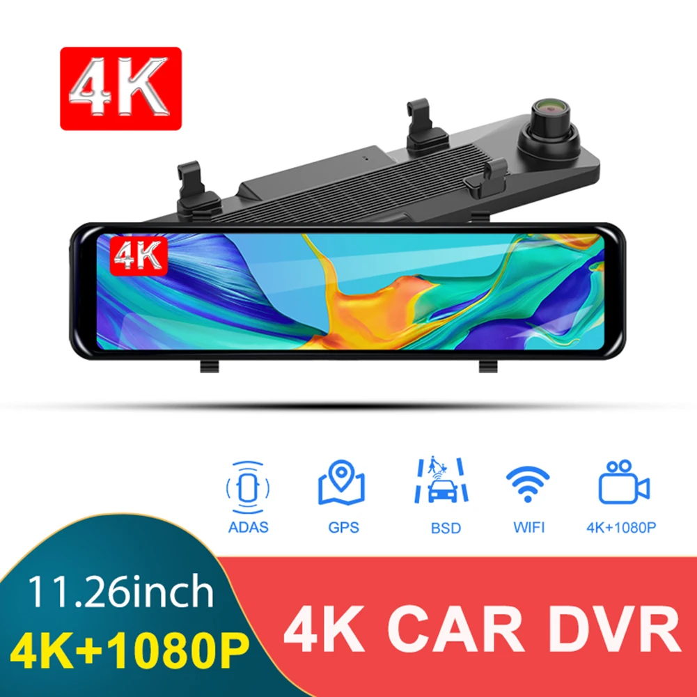 

Автомобильный видеорегистратор с камерой заднего вида, 4K, Wi-Fi