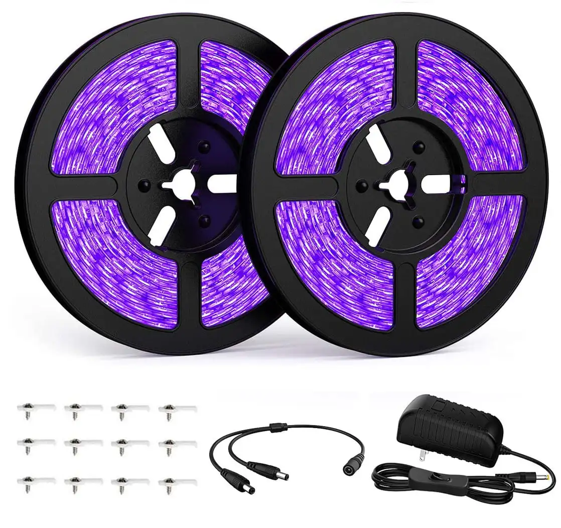 

33ft/10M UV LED Black Light Strip Kit Party, 600LEDs SMD 2835, 12V 3A