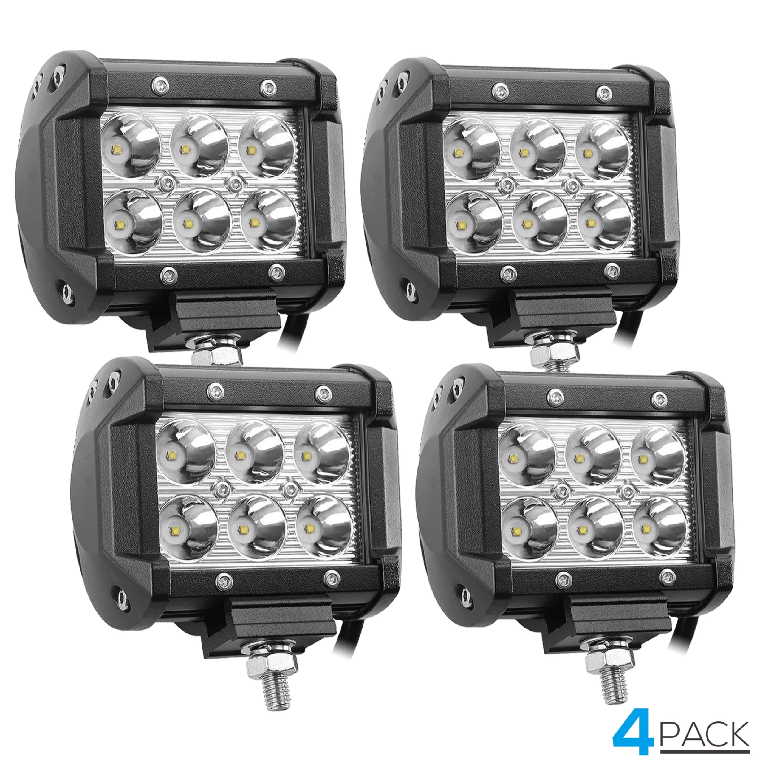 

4 Pack LED Light Bar 18W 1800lm Off Road Work Light Spot Light Fog Light