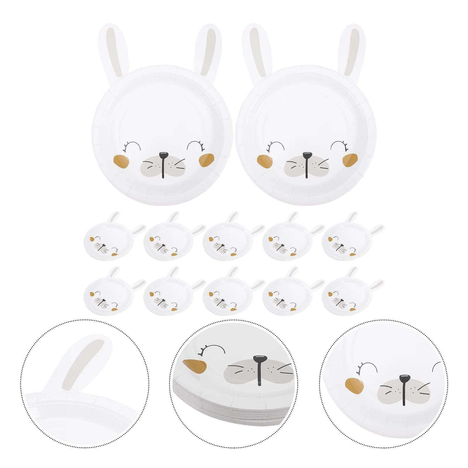 

20 Pcs Disposable Flatware Rabbit Paper Plate Party Plates Easter Bunny Birthday Supplies Tableware Dinnerware Baby