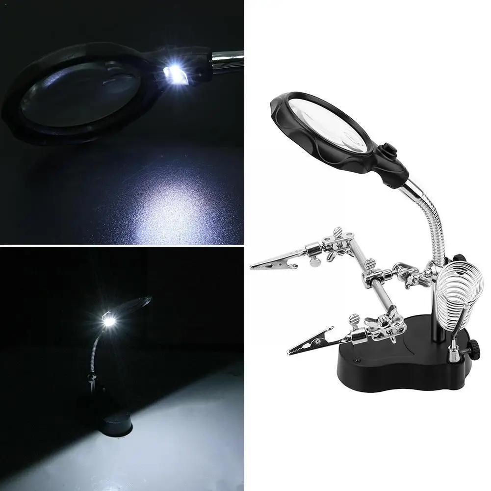 

Multi-function Welding Station Magnifier Led Lighting Auxiliary Equipment Repair Soldering Tool Tool Holder Desktop Stand B9u4