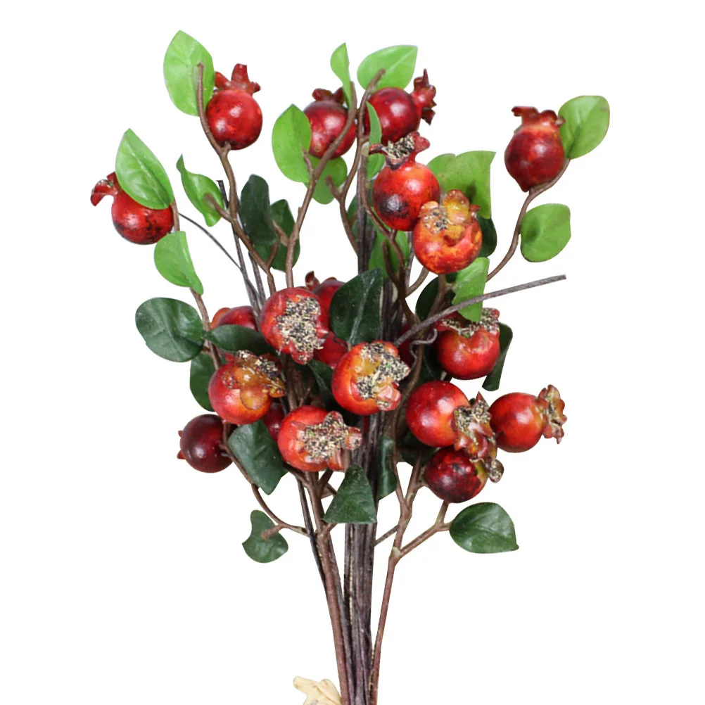 

Pomegranate Artificial Berries Berry Stems Flower Christmas Fake Decor Branches Red Faux Picks Holly Rosehip Flowers Simulation